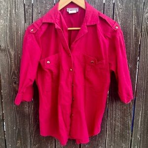 Vintage Cabrais Button Up Blouse - Pink